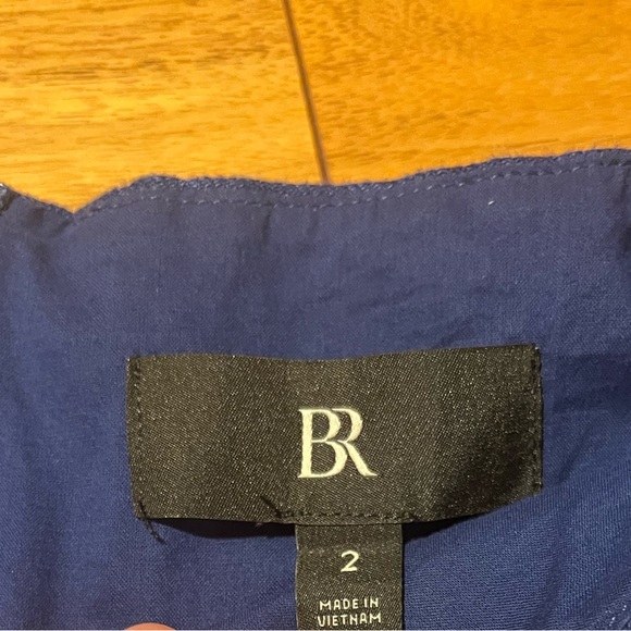 Banana Republic 100% Linen Boat Neck Midi Bishop Sleeve Royal Blue Spring Dress - Picture 7 of 8